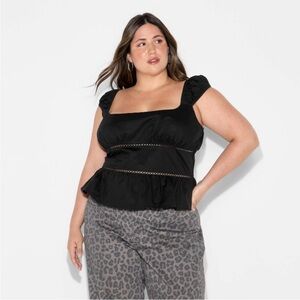 Wild Fable Women's XXL Cap Sleeve Squareneck Peplum Top - NWT